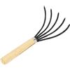 Lylithuif Rastrello da giardino a mano 5 denti in acciaio Manico in legno Design ergonomico Coltivatore ad artiglio per coltivare l'allentamento del terreno Piantare fiori Verdure (Manico corto)