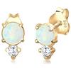 Elli Orecchini da donna vintage con zirconi e opale in argento sterling 925 placcato oro