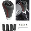 Flaconi Pomello Cambio Auto,Autoricambi Pomello Leva Cambio 5 Marce con Adattatori,Universale Accessori per Interni Auto,Adatto alla Maggior parte delle Autos,SUV,Camion,Camper,ecc(Rosso)
