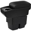 YJYWZH Compatible with Ford Fiesta MK7 Braccioli 2009-2017 Bracciolo Auto Console Centrale Scatola Portaoggetti Cuoio Nero Supporto del Braccio con Portabevande