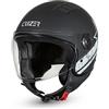 Cruizer Casco Jet Moto Scooter Omologato ARIES Visiera Singola Nero Opaco Stella Bianca (L)