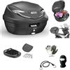 CLICK&GO COMPATIBILE CON YAMAHA X CITY 250 BAULETTO B360NT2 TECH VALIGIA 39 LITRI+KIT CON ATTACCO AL PORTAPACCHI POSTERIORE MOTO SCOOTER BAULE+PIASTRA CAPIENZA 2 CASCHI