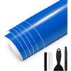 GRTHTATI Pellicola autoadesiva in vinile per interni ed esterni dell'auto, senza bolle, per auto, moto, bici, 30 x 150 cm, bianco lucido, 30 cm x 150 cm (blu lucido, 30 cm x 150 cm)