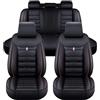 LPOJUHBSWAR Coprisedili per Auto in Ecopelle a Copertura Totale Cuscino per Dacia Duster 2018-2023, Impermeabili Auto Coprisedili Set Completo Accessori Interni,D/Black-Red
