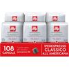 illy, Caffè all'Americana in Capsule Iperespresso Tostato CLASSICO, 100% Arabica con Note di Fiori d'Arancio e Gelsomino, Gusto Morbido e Dolce, 6 Confezioni da 18 (108 Capsule Totali)