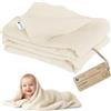 Medi Partners Coperta di Mussola per Neonata 75x100cm Copertina Neonato per lettino - 100% Cotone Mussole naturale Blanket Neonati Invernale Estate Carrozzina Bambino (Beige)