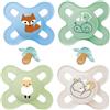 MAM LATEX Start, ciuccio 0-2 mini, set da 4 pezzi, extra piccoli, con 2 scatole per il trasporto sterilizzazione