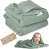 Medi Partners Coperta di Mussola per Neonata 75x100cm Copertina Neonato per lettino - 100% Cotone Mussole naturale Blanket Neonati Invernale Estate Carrozzina Bambino (Oliva)