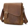 Augus Borsa messenger da uomo, in pelle, a tracolla, borsa a tracolla, borsa da donna, vintage, antifurto, impermeabile, casual, Marrone, 8.6 x 3.5 x 10.2