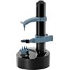 ChiicCluttr Pelapatate elettrico per frutta, pelapatate automatico, con lame di ricambio, funzione senza mani, montaggio da tavolo, facile e veloce, per mela, pera, patate, 14 x 14 x 29 cm, nero, blu