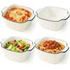 GOMETY Set di 4 pirofile in ceramica, 400 ml, piccole pirofile, 14,3 x 11 x 5,3 cm, pirofila quadrati con manici, impilabili in ceramica per friggitrice ad aria calda, forno e microonde sicuri (stile 2)