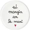 SIMPLE DAY Piatto Pizza Si Mangia con Le Mani 31,5cm Bianco Ceramica