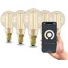 CALEX Lampadina LED Smart, E14, P45, Filamento Oro, luce calda, Dimmerabile, controllo app Wi-Fi & vocale, Confezione da 5