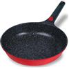 STONELINE SMART Padella 28 cm, Padella Induzione Grande in Alluminio Pressofuso, Manico Rimovibile, Tutti i Tipi di Piani Cottura, Antiaderente con Vere Particelle di Pietra, Rosso