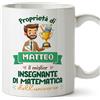Mugffins Tazza Personalizzata in ceramica per INSEGNANTE DI MATEMATICA uomo 11 oz / 350 ml - In italiano - Proprietà di - Idea regalo per compleanno, anniversario, natale, laurea