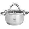 KARL HAUSMANN Pentola Acciaio Inox - 1.3L - 14 cm - Casseruola Induzione con Coperchio Vetro - Pentola Inox 18/0 - Scala Misura - Per Tutti i Fuochi - Pentole Acciaio Inossidabile