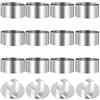PINGEUI Set di 12 anelli da cucina in acciaio inox con 4 pusher, 8 cm, rotondi, antiaderenti, per cuocere crumpet, uova, dessert, mousse