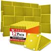 TOUO Pannelli acustici 12 pezzi 30×30×2,5 cm Giallo in schiuma piramidale ad alta densità Fonoassorbenti per pareti e soffitti Studio Ufficio Gaming