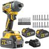 GoYwato Avvitatore ad Impulsi 290 Nm, 21V Brushless Avvitatore a Impulsi, 1/4 Avvitatore a Percussione con 2 Batteria 4,0 Ah & 10 Punte & 14 Prese per Cacciavite Lavori di Serraggio Delle Viti, Giallo