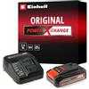 Einhell Originale Einhell 18V 2,5Ah PXC Starter Kit batteria 2,5 Ah e caricabatteria Power X-Change (incl. caricabatterie singolo 200-250 V, batteria 18V da 2,5 Ah)