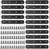Glarks Set di 15 supporti angolari piatti dritti da 130 mm in metallo nero con 65 viti per mobili in legno (130 x 20 x 3 mm)