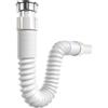 Poppstar Tubo di scarico per lavandino da bagno flessibile 1 1/4 x 32mm (tubo di scarico 320-880mm), bianco