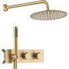BEITH Set Doccia a Incasso, 8in/10in/12in Oro Spazzolato Sistema Doccia, Colonna Doccia con Tondo Girevole Soffione in Acciaio Inox 304, Corpo in Ottone, Autopulente