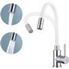 SUVIDA Rubinetto Cucina Flessibile, Rubinetto Bagno Lavabo con 2 Tipi di Getto, Rubinetto Lavello Cucina Bianco Orientabile a 360°, Miscelatore Cucina ad Alta pressione, Acciaio inossidabile
