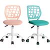 FurnitureR FR Carnation scrivania Ufficio ergonomica da Studio Senza braccioli, Sedia Girevole Regolabile in Altezza, Set di 2, Verde Acqua, Metallo Tessuto, Aqua+Rosa Chiaro, 40x38.5x87cm