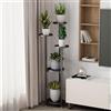 GarveeLife Moderno scaffale per piante in metallo alto 120 cm, supporto angolare a più livelli con piedini antiscivolo, per piante da interno grandi e piccole in soggiorno, ufficio, balcone, nero