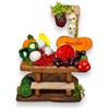 Chianese Banco Frutta con Pomodori Appesi, Miniatura Artigianale per Presepe e Diorama, in Terracotta Multicolore, Stile Rustico, 10 x 7,5 x 7,5 cm