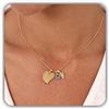 Generic Collana con ciondolo a forma di cuore e impronta digitale, con ala d'angelo e mini pietra portafortuna | Festa della mamma - Natale