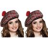 Boland - Berretto Mrs. Tartan, elastico, berretto tartan, cappello, Scozia, Highlands, costume, carnevale, festa a tema (Confezione da 2)
