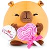Snackles Love Edition Capibara Peluche 20cm di ZURU - Morbido Pupazzo con Accessorio Lecca Lecca, Regalo Romantico per Lei Lui, da Collezione
