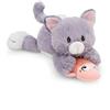 NICI 62153 Gatto di peluche morbido con pesciolino, tenero pupazzo per coccole e giochi, per adulti e bambini, 30 cm, grigio