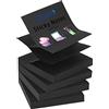 ZCZN Foglietti Adesivi Viscosità Super Forte, Sticky Notes 4 Colori Vivaci | 4 Pezzi, 100 Fogli/Blocchetto, 76mm x 76 mm, Nero