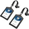 Meekye Set di 1/2 Porta Badge PU Cordino, Porta Badge da Collo, Porta Tesserino per Carte di Credito, ID Lavoro, Carta D'identità, Carta Studente, Ufficio Badge Holder