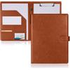 SITHON Cartella Portadocumenti A4, Portablocco A4 con Copertina, Cartellina Portadocumenti Cartelline Portablocchi in PU Pelle, Clip Boards per Scuola & Ufficio, Marrone