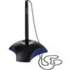 Han Delta - Penna con supporto e catena, 59 x 150 x 59 mm Nero / blu | Prodotto in Germania, bancone reception, portapenne, piedini in gomma, portapenne, penne a sfera, ufficio, tavolo