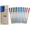 PILOT - Set di 12 BPS Matic - Penna a Sfera - Scrittura Ultra-Scorrevole e Confortevole - Ricaricabile e Retrattile - Nero, Blu, Rosso - Punta Fine