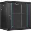 VEVOR Armadio server da parete 12U, profondità 15,5'', armadio rack per server, capacità di carico massima 200 libbre, con pannelli laterali con porta in vetro con serratura, per apparecchiature IT, dispositivi A/V