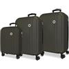 Roll Road Menorca Antracite Set di Bagagli 52x75x27 cm Rigido ABS Lucchetto a Combinazione Integrato 188L 10.35kg 4 Doppie Ruote Estensibile Bagaglio a Mano