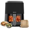 Cecotec Friggitrice ad Aria senza Olio da 4 L con Finestra Cecofry Fantastik Window 4000 Hot. 1400 W, 9 Modalità, Controllo Touch, Tecnologia PerfectCook, 80-200 °C, Tempo Regolabile, Air Fryer