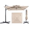 COSTWAY Ombrellone da Giardino 300 cm con Base a Croce, Ombrellone da Esterno Quadrato con Manovella, Rotazione 360°, 8 Stecche Metalliche Resistenti, per Balcone, Terrazzo e Piscina (Beige)
