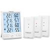 Geevon Termometro per interni ed esterni, wireless, display da 5 pollici, igrometro digitale, termometro per temperatura e umidità, con 3 sensori remoti e retroilluminazione, alimentato a batteria
