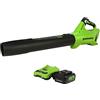 Greenworks BL24L410 - Soffiatore assiale senza spazzola da 24 V (110 MPH / 450 CFM), batteria USB 4 Ah e caricabatterie inclusi