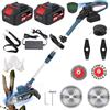 YUTVCZO Tap&go - Tagliaerba a batteria per Makita, tagliaerba 5 in 1 con batteria e spazzola per erbacce, batteria da 21 V, con 2 batterie da 4,0 Ah e caricatore, motore senza spazzole da 750 W, Tap&go (blu)