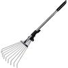 Generic Rastrello telescopico regolabile con manico allungabile e testa a ventaglio in acciaio inox da giardino rastrello pieghevole per arbusti rastrello da giardino per giardinaggio aiuole finestre pozzi