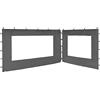 QUICK STAR 2 pannelli laterali con finestrella PE 250 / 350x190cm Grigio per Gazebo 3x4m