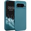 kwmobile Custodia Compatibile con Google Pixel 9 PRO XL Cover - Protezione Back Case Morbida - Silicone TPU Effetto Metallizzato Blu Caraibi metalizzato